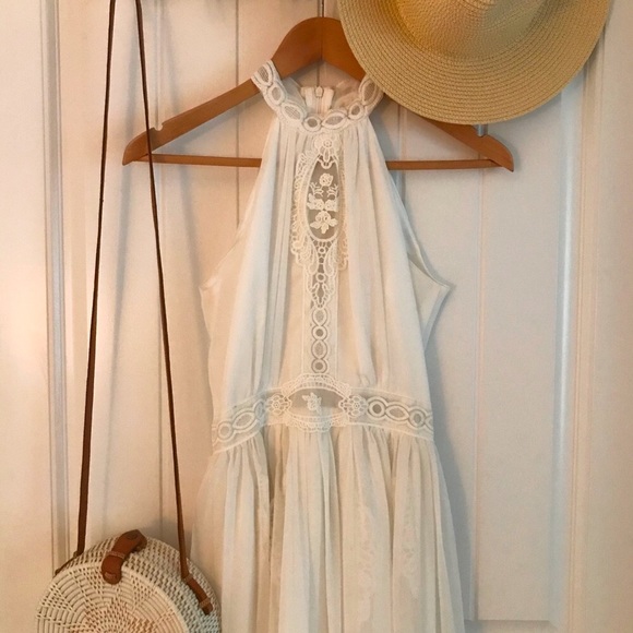 Altar'd State Dresses & Skirts - NWT Boho White Lace Halter Neck Beach Maxi Dress